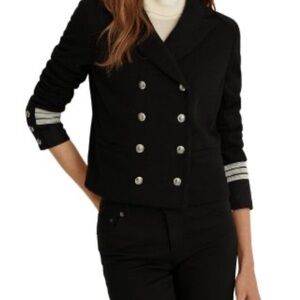 Ralph Lauren Black and Silver Blazer Double-Breasted Suit Jacket